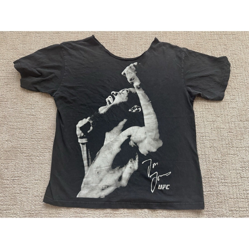 UFC Jon Bones Jones TShirt Big Graphic Roar Mens XL MMA Faded Black Modified Y2K